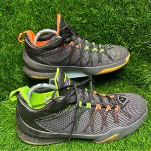 Nike Jordan  Black Sneakers with Green and Orange Accents